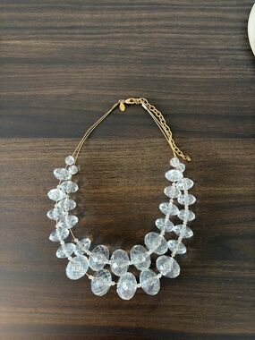 Joan Rivers Signed Double Strand Clear Faceted Crystal Bead Statement Necklace